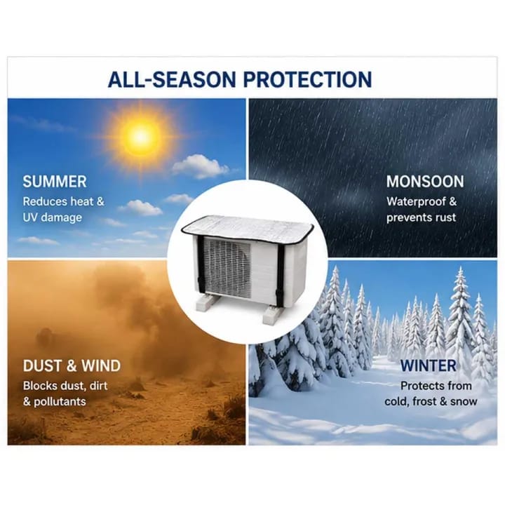 Sun Shade Protector Split AC Outdoor Cover Unit Protection Cover Anti Rust Rain Heat Shield Durable Silver