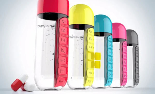 Water Bottle + Pill Holder ( Imported )
