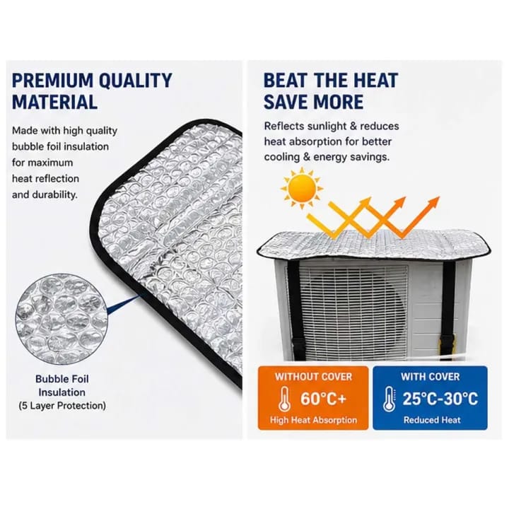 Sun Shade Protector Split AC Outdoor Cover Unit Protection Cover Anti Rust Rain Heat Shield Durable Silver