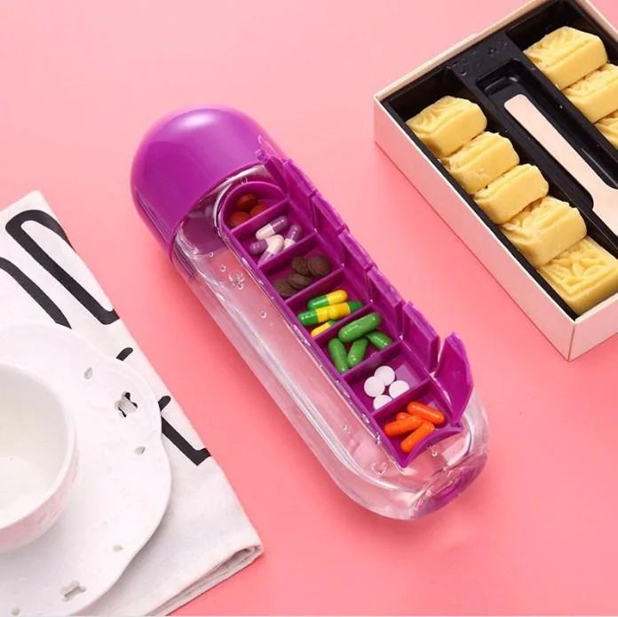 Water Bottle + Pill Holder ( Imported )