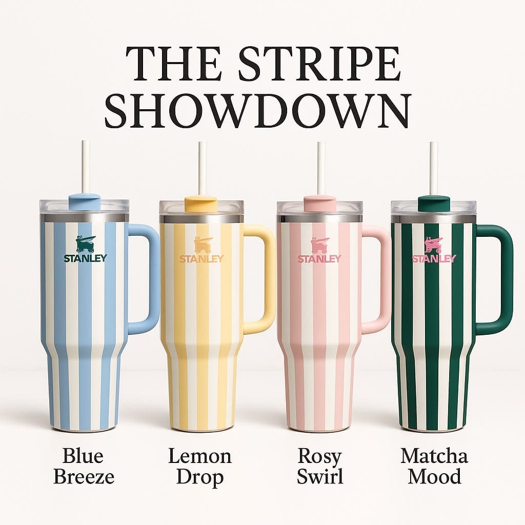Stanley Quencher H2.0 FlowState™ Tumbler 40oz (Limited Stripe Edition) – All-Day Ice Cold Hydration