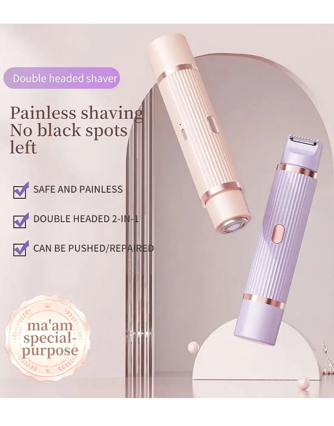 BLAWLESS 2-in-1 Electric Shaver & Trimmer – USB Rechargeable Double Head Hair Remover for Women