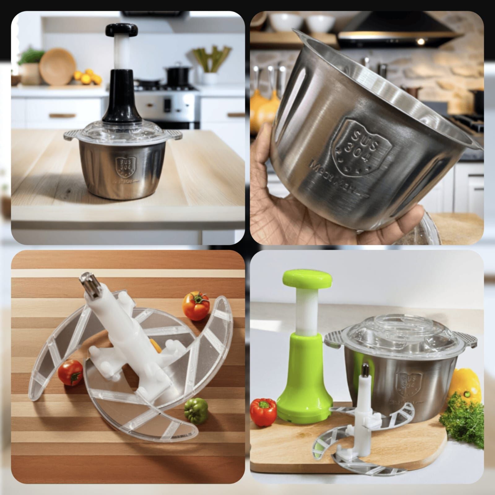 2L Stainless Steel Push Chopper