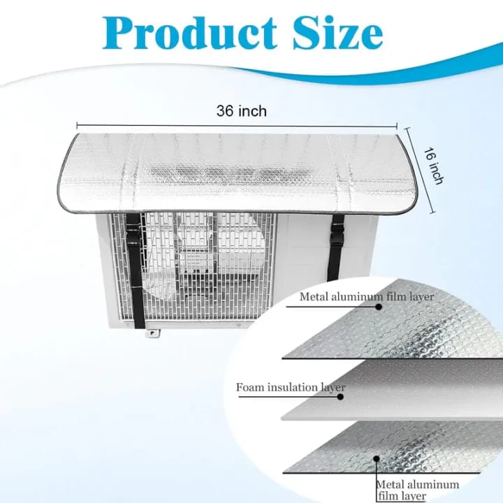 Sun Shade Protector Split AC Outdoor Cover Unit Protection Cover Anti Rust Rain Heat Shield Durable Silver