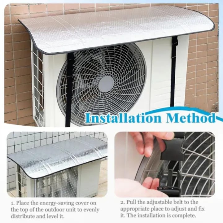 Sun Shade Protector Split AC Outdoor Cover Unit Protection Cover Anti Rust Rain Heat Shield Durable Silver
